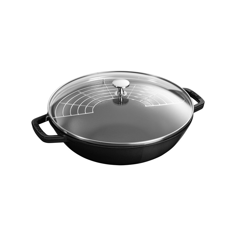 copy of Staub Wok 30 cm con coperchio in vetro e griglia Rosso Ciliegio