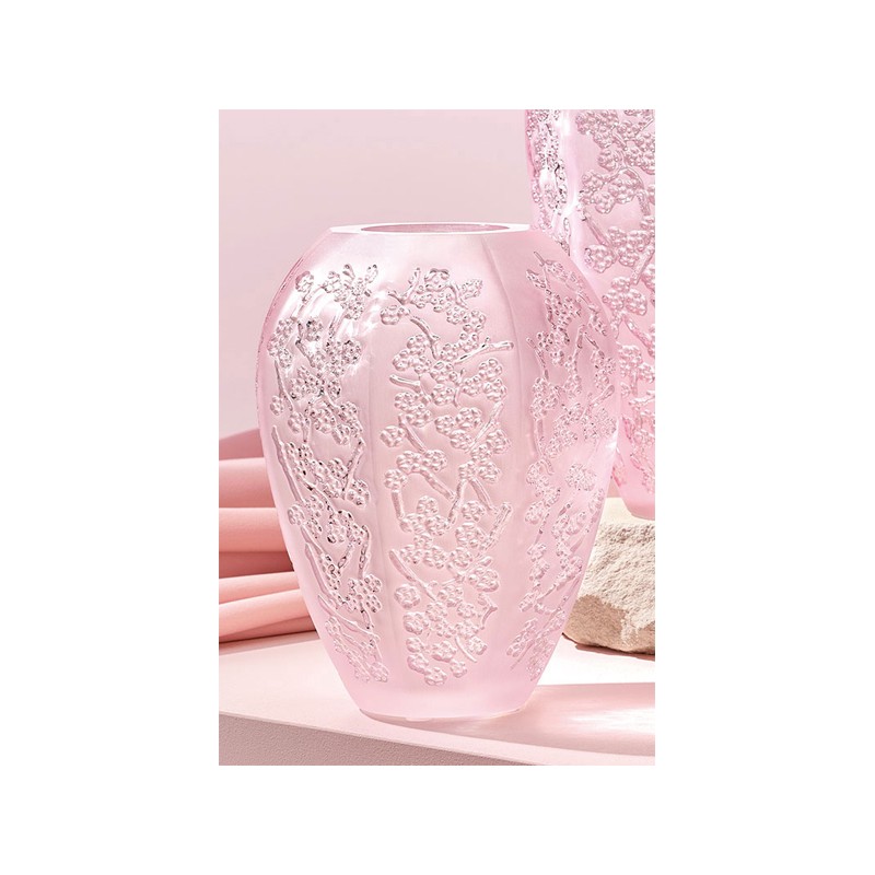 Lalique Vaso Sakura Rosa Lustro in Cristallo Ref. 10723600