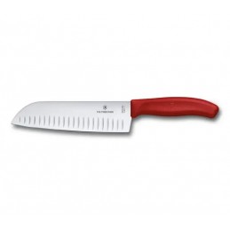 Victorinox Coltello Santoku Alveolato Swiss Classic 17 cm Lama Alveolata Rosso 6.8521.17B
