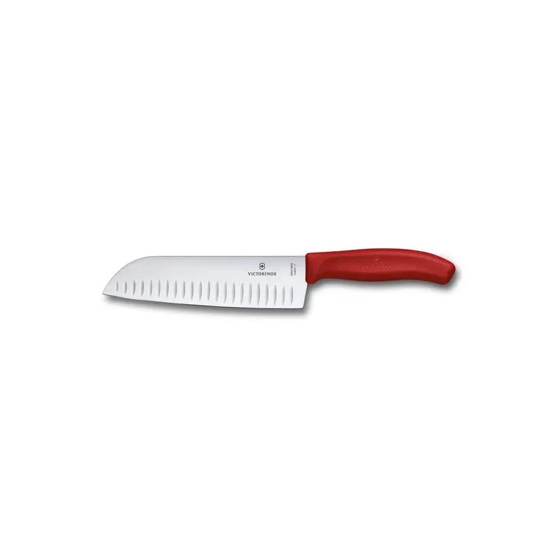 Victorinox Coltello Santoku Alveolato Swiss Classic 17 cm Lama Alveolata Rosso 6.8521.17B