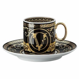 Versace Rosenthal Virtus Gala Black Espresso Cup with Saucer 0 . 10 l