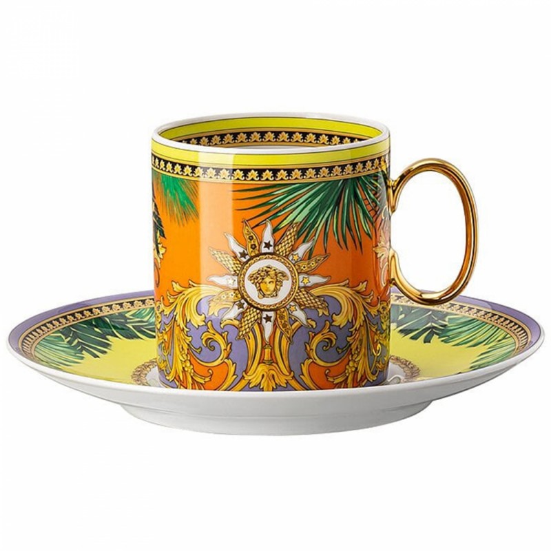 Versace Rosenthal Jungle Animalier Tazza Caffe Alta con Piattino