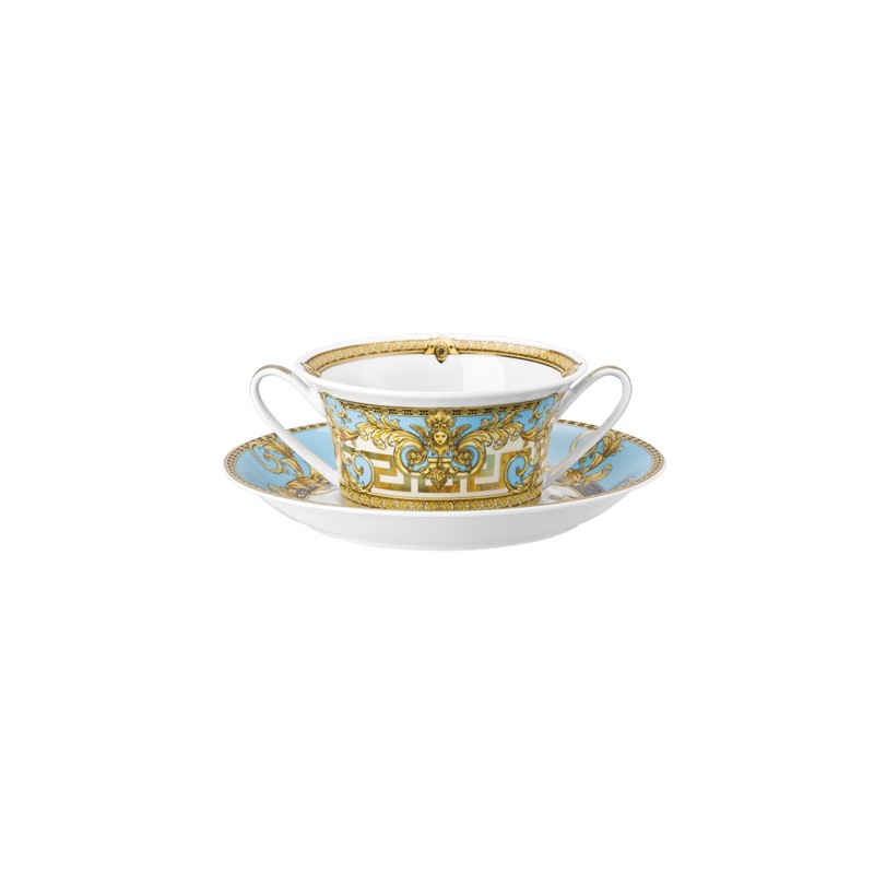 Versace Rosenthal Prestige Gala Le Bleu Creamsoup Cup & Saucer