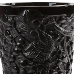 Lalique Vaso Medio Merles et Raisins Nero in Cristallo Ref. 10732300