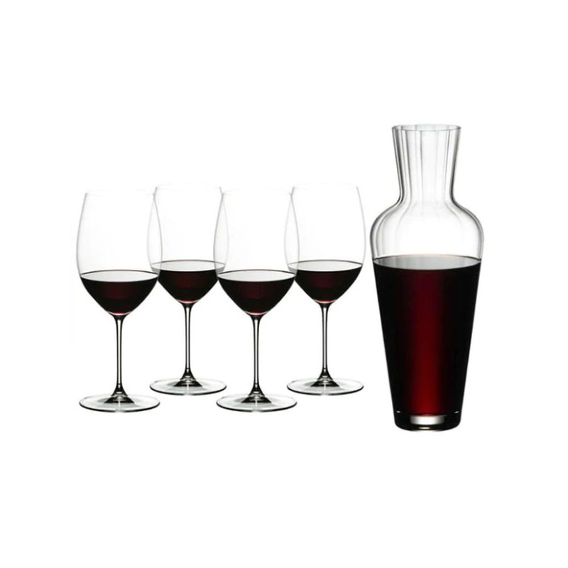 Riedel Veritas Set 4 Cabernet / Merlot Glasses and Mosel Decanter Riedel Veritas Set 4 Cabernet / Merlot Glasses and Mosel Decanter