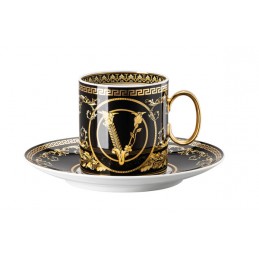 Versace Rosenthal Virtus Gala Black Coffee Cup with Saucer 0 . 23 l