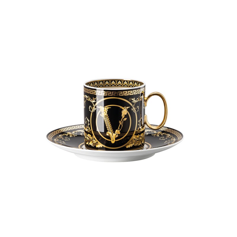 Versace Rosenthal Virtus Gala Black Tazza Caffè con Piattino 0. 23 l