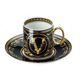 Versace Rosenthal Virtus Gala Black Tazza Caffè con Piattino 0. 23 l