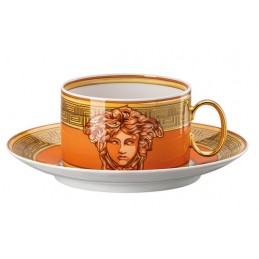 Versace Rosenthal Medusa Amplified Orange Coin Tea Cup & Saucer