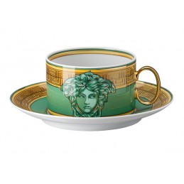 Versace Rosenthal Medusa Amplified Green Coin Tea Cup & Saucer