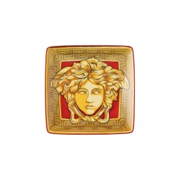Versace Rosenthal Medusa Amplified Golden Coin Coppetta Quadrata Piana 12 x 12 cm