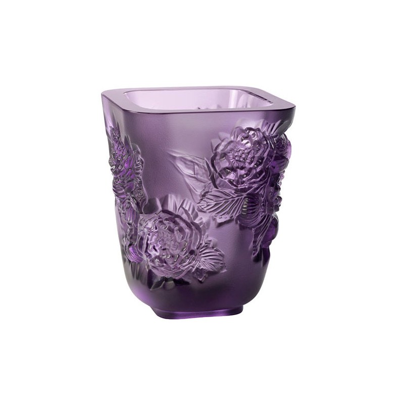 Lalique Pivoines Small Vase Purple Crystal Ref.10708600