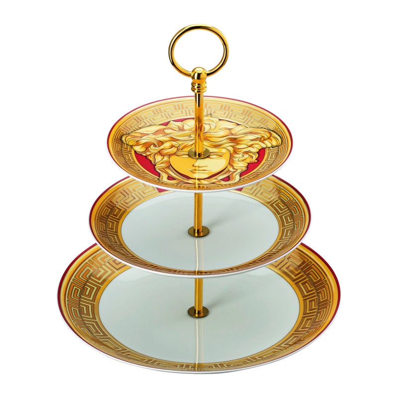 Versace Rosenthal Medusa Amplified Golden Coin Alzata P. Frutta 3 Pz