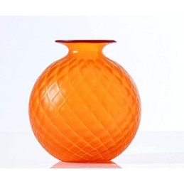 Venini Vaso Monofiore Balloton Arancio Sabbiato H. 16. 5 cm