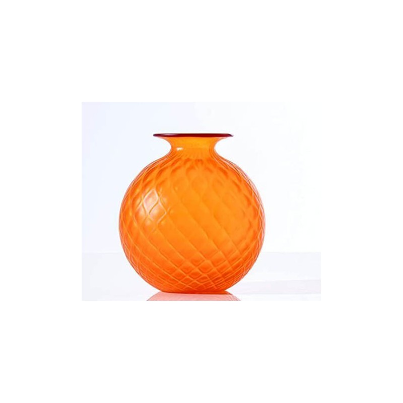Venini Vaso Monofiore Balloton Arancio Sabbiato H. 16. 5 cm