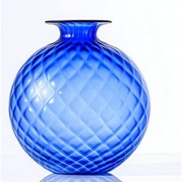 Venini Monofiore Balloton Vase Sapphire Red Thread Sandblasted H. 20. 5 cm