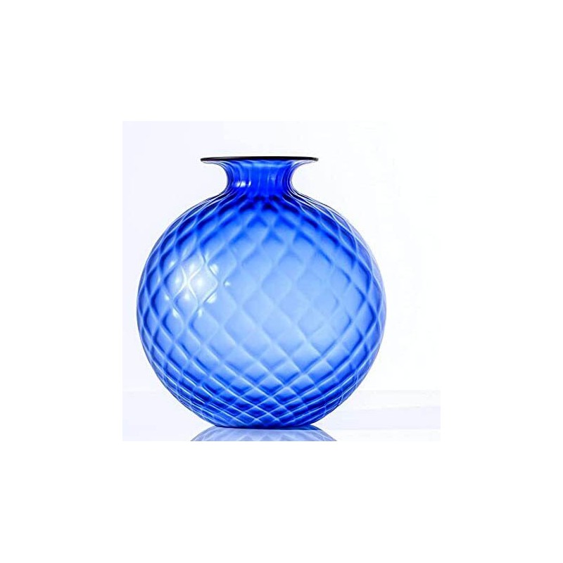 Venini Monofiore Balloton Vase Sapphire Red Thread Sandblasted H. 20. 5 cm