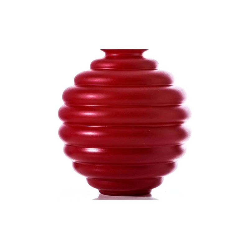 Venini Red Sandblasted Deco Vase, H 24. 5 cm 707. 07