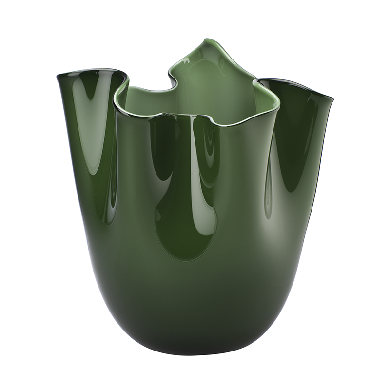 Venini Vaso Fazzoletto Opalino Verde Mela / Lattimo Ref. 700. 02