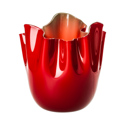 Venini Vaso Fazzoletto Opalino Bicolore Rosso / Verde Mela 700. 04