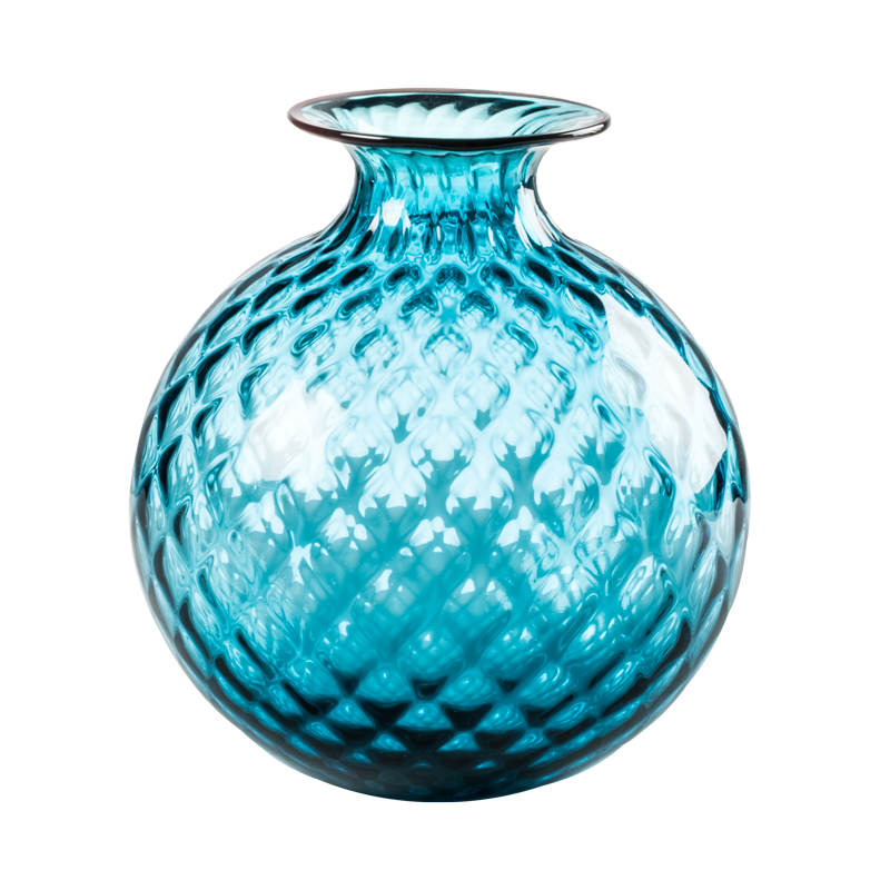 Venini Monofiori Balloton Vase Aquamarine / Red Thread H 20. 5 cm Ref. 100. 18