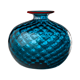 Venini Monofiori Balloton Vase Aquamarine / Red Thread H 12. 5 cm Ref. 100. 36