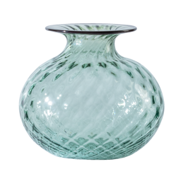 Venini Vaso Monofiore Balloton Verde Rio/ Filo Rosso Sangue di Bue H. 12. 5 cm Ref. 100. 36