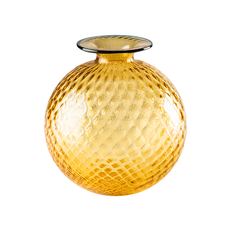 Venini Monofiori Balloton Vase Amber / Horizon Thread Ref. 100. 18