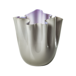 Venini Vaso Fazzoletto Opalino Bicolore Talpa / Indaco H. 24 cm Ref. 700. 02