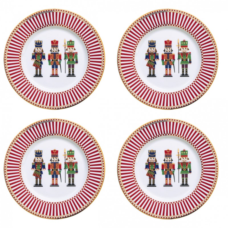 Easy Life NUTCRACKERS Set 4 Piatti Dessert 19 cm Porcellana
