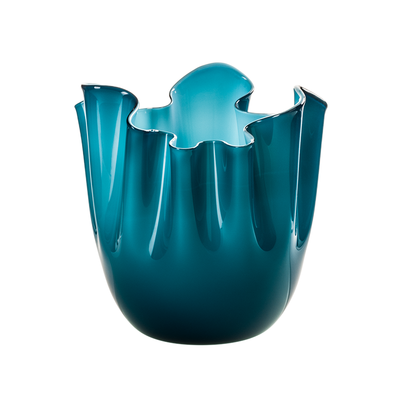 Venini Vaso Fazzoletto Opalino Bicolore Orizzonte / Acquamare 700. 02