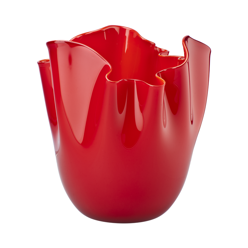Venini Vaso Fazzoletto Opalino Rosso H 24 cm Ref. 700. 02