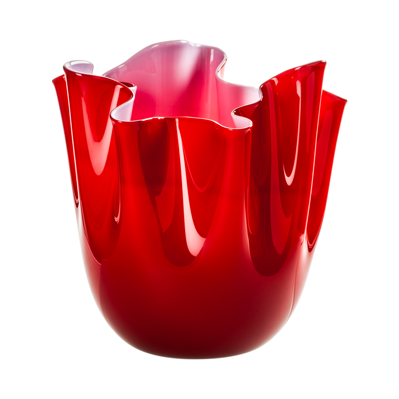 Venini Fazzoletto Opalino Vase Red / Pink Opaque H 24 cm Ref. 700. 02