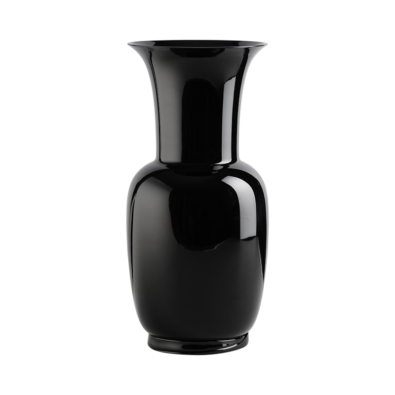 Venini Opalino Vase Medium Black H 36 cm Murano Glass Ref. 706. 22