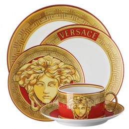 Versace Rosenthal Medusa Amplified Golden Coin Dinnerware Set 5 Pieces