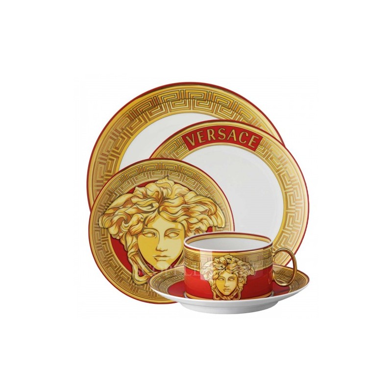 Versace Rosenthal Medusa Amplified Golden Coin Dinnerware Set 5 Pieces