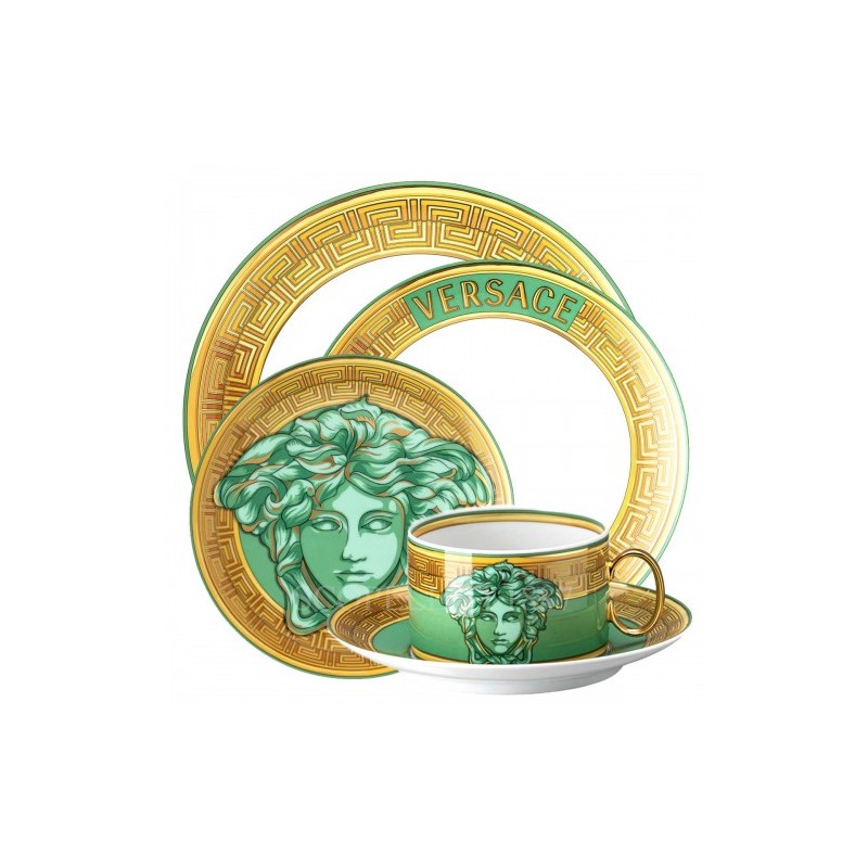 Versace Rosenthal Medusa Amplified Green Coin Posto Tavola 5 Pz