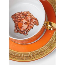Versace Rosenthal Espresso Cup with Saucer Medusa Amplified Orange Coin