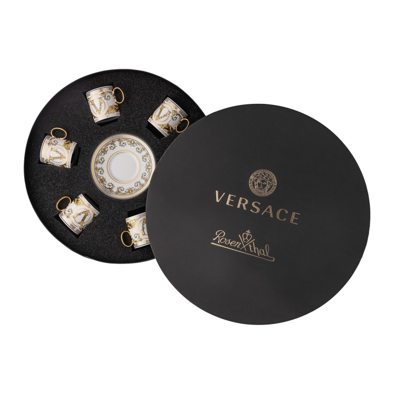 Versace Rosenthal Virtus Gala White Set of 6 Cup Espresso with Saucer