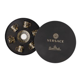 Versace Rosenthal Virtus Gala Black Set of 6 Cup Espresso with Saucer