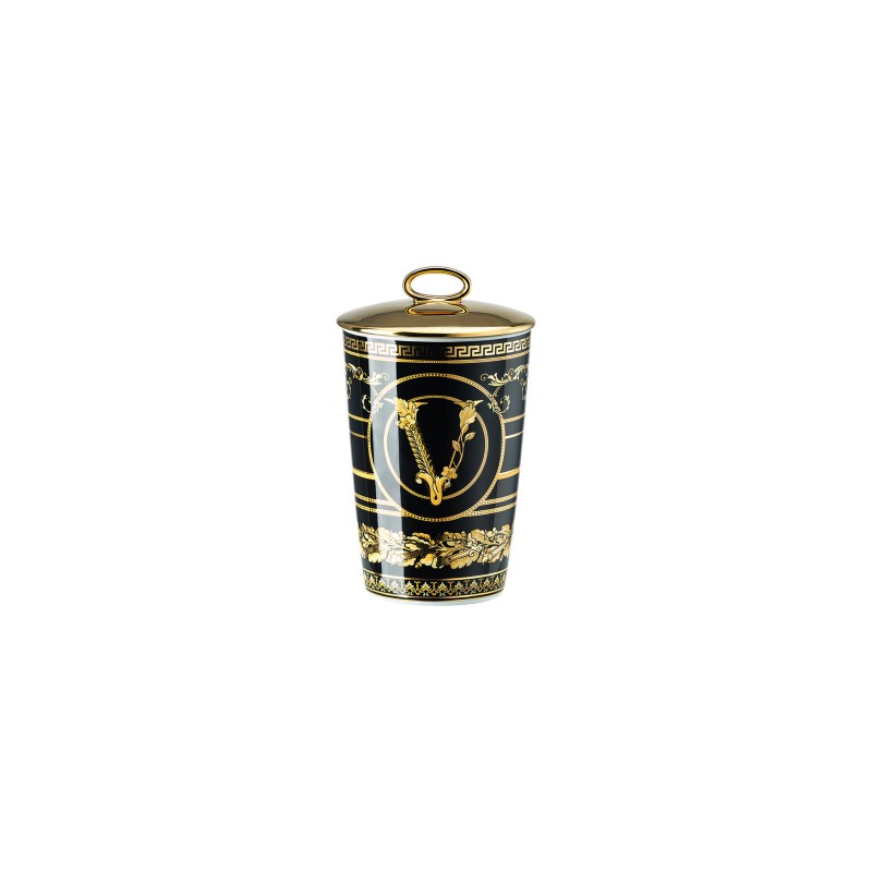Versace Rosenthal Virtus Gala Black Candeliere Con Candela Profumata