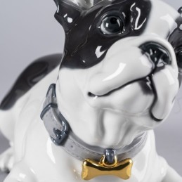 Lladrò Figurine Bulldog Statue with Macarons Ref. 01009398