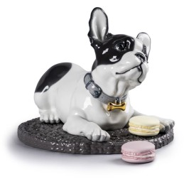 Lladrò Statua Bulldog Francese Con Macarons Ref. 01009398