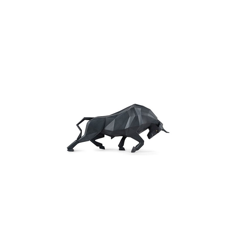 Lladrò Figurine Sculpture Black Matte Bull Ref. 01009593