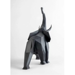 Lladrò Figurine Sculpture Matte Black Elephant Ref. 01009559