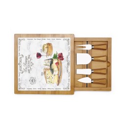Easy Life Tagliere Formaggio In Bamboo Con Vetro e Coltellini LES FROMAGES