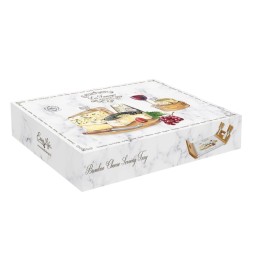 Easy Life Vassoio Servi-Formaggio Con Base Di Vetro e 4 Coltelli LES FROMAGES