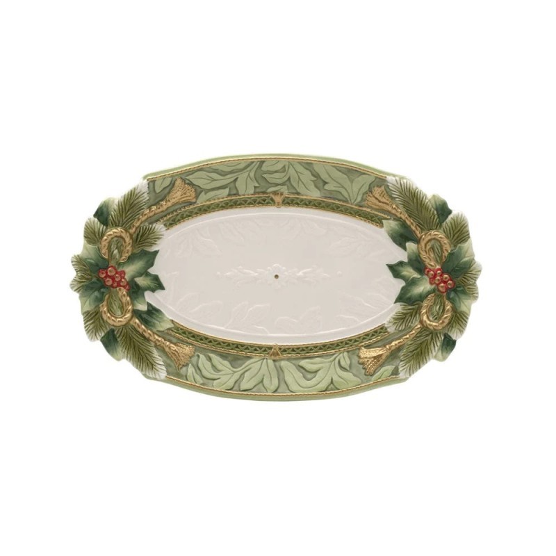 Fitz And Floyd - Vassoio Centrotavola Ovale Decorazione Natale 32 cm