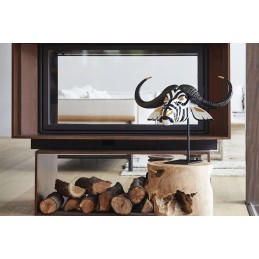 LLadrò Statua Scultura Maschera Bufalo Nero Oro Ref. 01009594