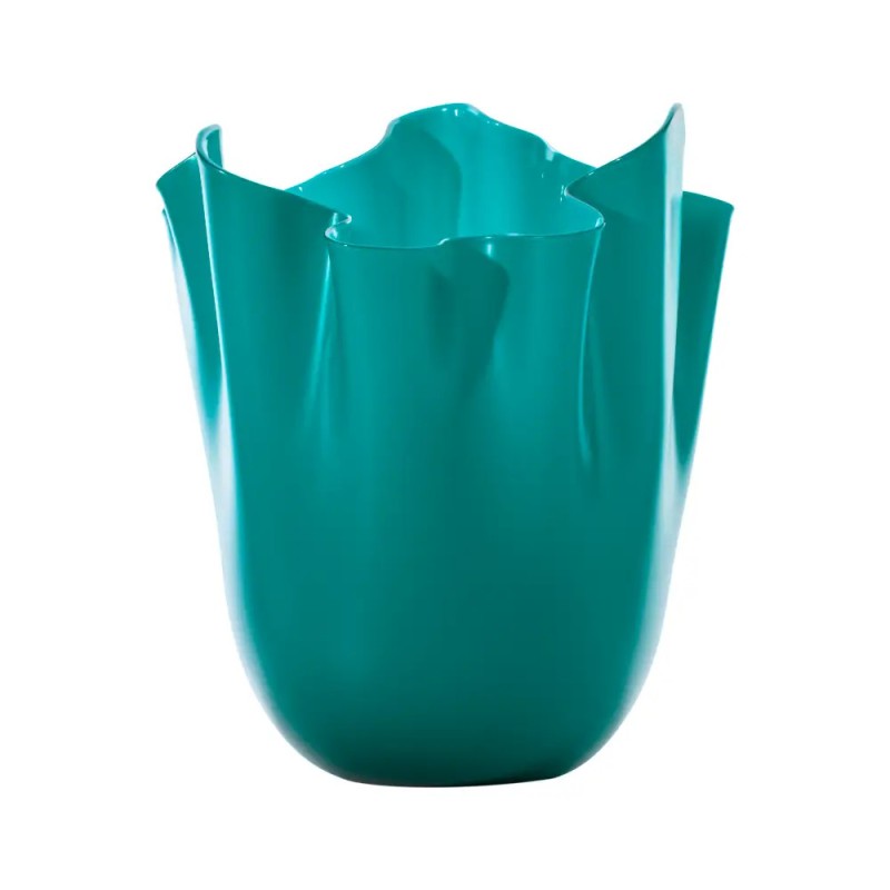 Venini Fazzoletto Opalino Vase Green Paraiba H 24 cm Ref. 700.02